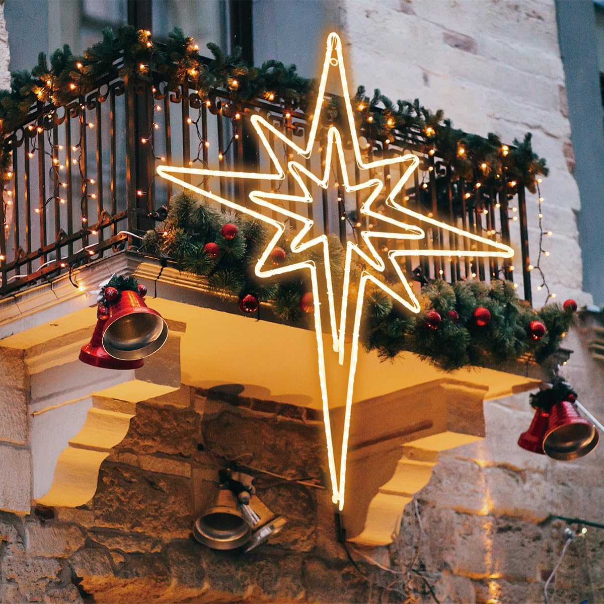 大きな28インチ トゥインクルベツレヘムスタープリライト超高輝度LED屋外クリスマスデコレーション 11の機能とタイマー付き 屋外ホ