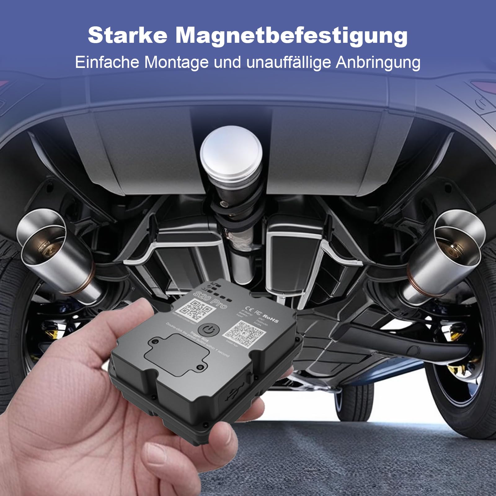 GPS-Tracker für Fahrzeuge, 100% wasserdicht, magnetisch, 4G LTE, Lange Akkulaufzeit 2–7 Monate, unbegrenzte Entfernung, Abonnement erforderlich, mehrere Warnungen, versteckter Tracker