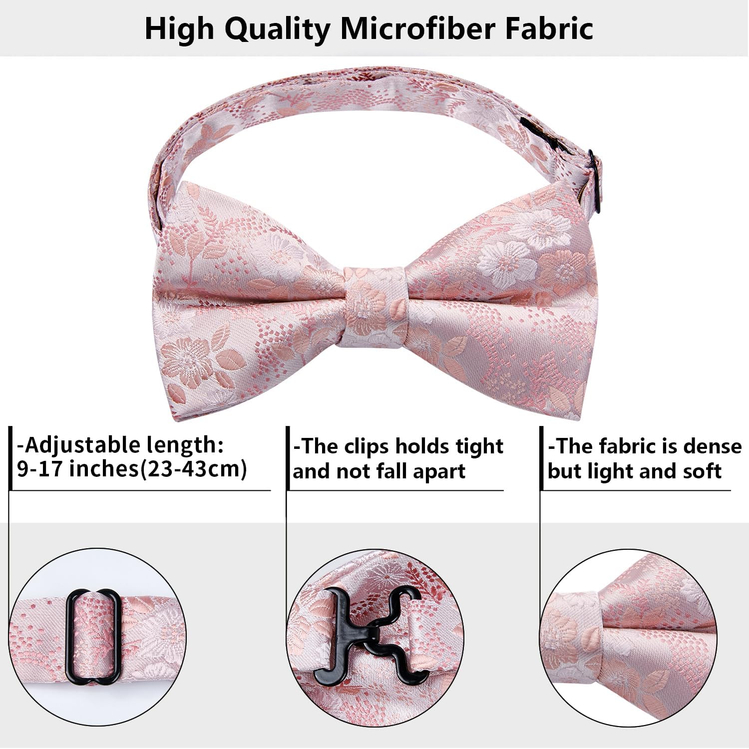 HISDERN Bow Ties for Men Pre-Tied Bow Tie Floral Paisley Handkerchief Classic Formal Bowtie and Pocket Square Cufflinks Set