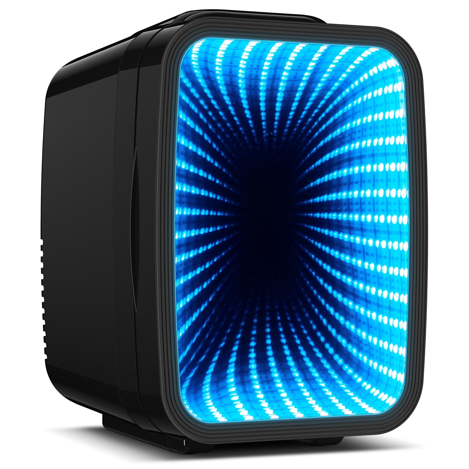 Mini Kühlschrank, 4L / 6 Dosen Leise Minikühlschrank, 7 RGB Lichtmodi, 2in1 Kühl- und Warmhaltefunktion für Getränke & Skincare, AC 220V / DC 12V, Mini Fridge für Gaming, Büro, Auto (Schwarz)