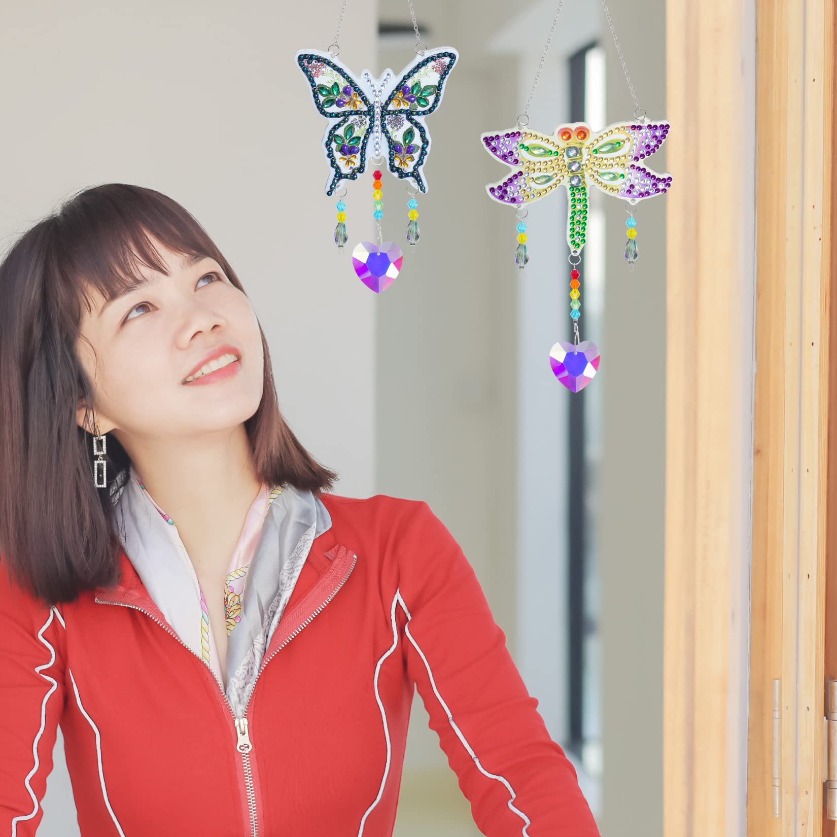 DIY Diamant-Malerei Sonnenfänger Set (4-teilig) – Mit Doppelseitigen Kristalldiamanten, Für Fenster & Garten