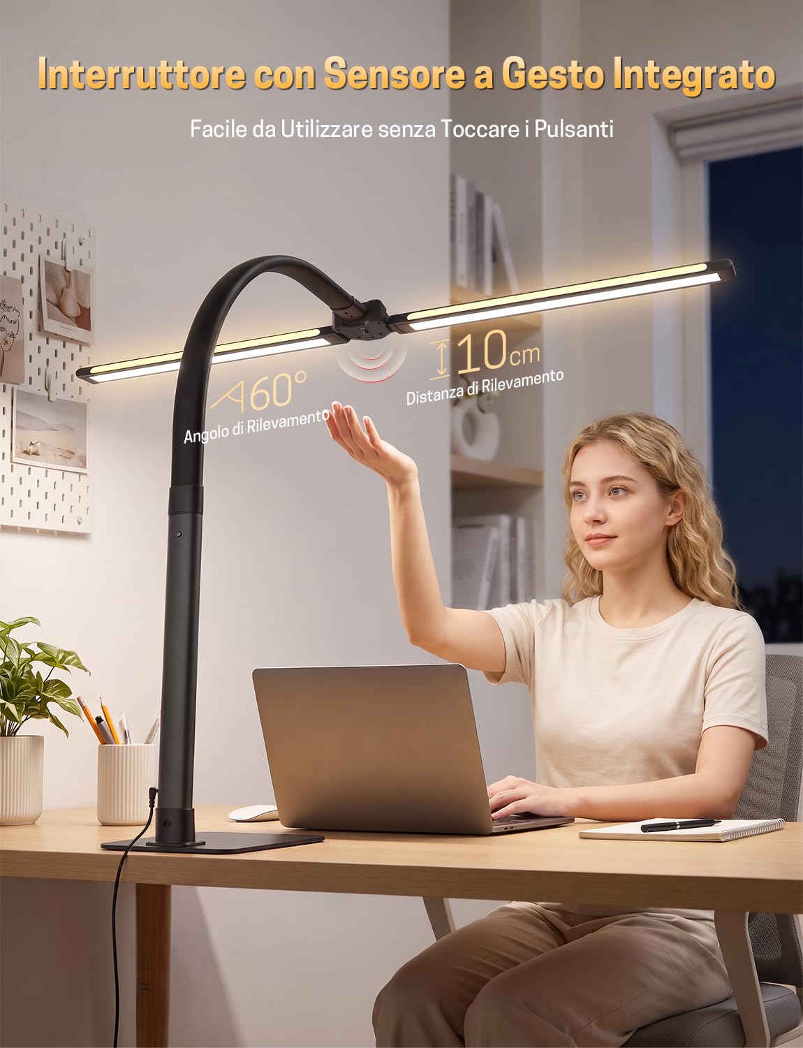 Lampada da Scrivania RGB 22W 1800LM Dimmerabile con Base Metallica
