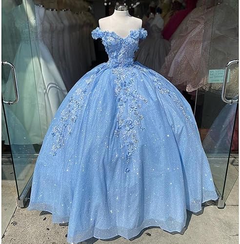 Miniatura 7 de Ftupza Preciosos vestidos de quinceañera florales 3D vestidos de tul hinchados para mujeres fuera del hombro vestido de fiesta largo FFtu09