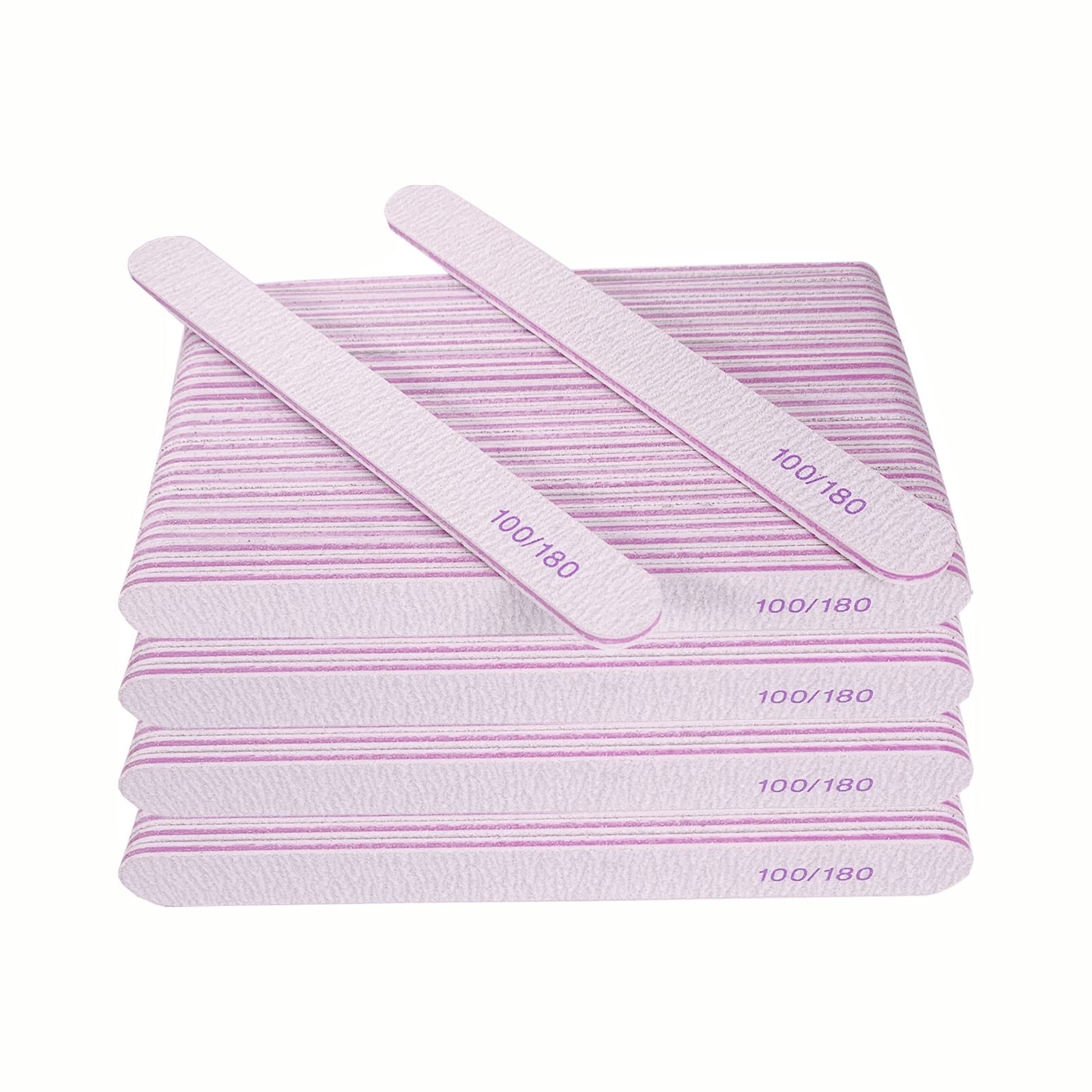 Nail File (100 Pcs), Bulk Emery Board Nail Files for Acrylic Nails and Natural Nails, 100/180 Grit Double Sided Emory Boards for Gel Nail Professional