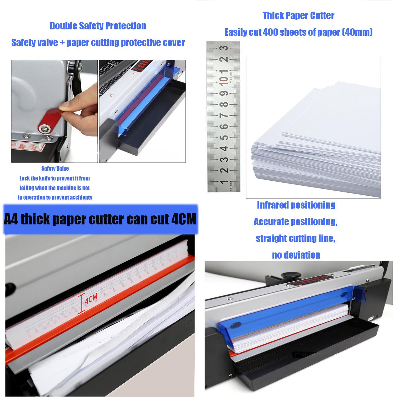 Taglierina per carta resistente, tagliacarte manuale da tavolo, per carta a strati spessi, design impilabile per uso industriale e commerciale