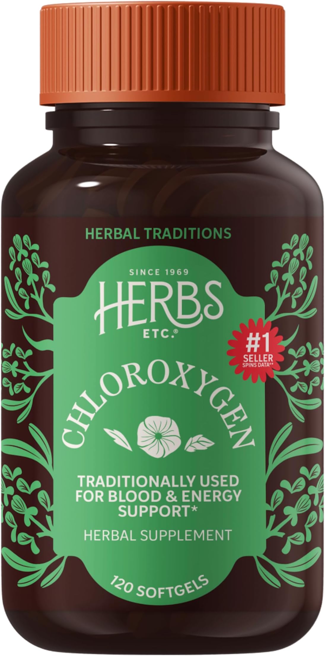 Herbs Etc. ChlorOxygen Chlorophyll Concentrate - Aids Healthy Blood Circulation - High-Altitude Environment Support - Energy Support - 120 Softgels (120 Servings)