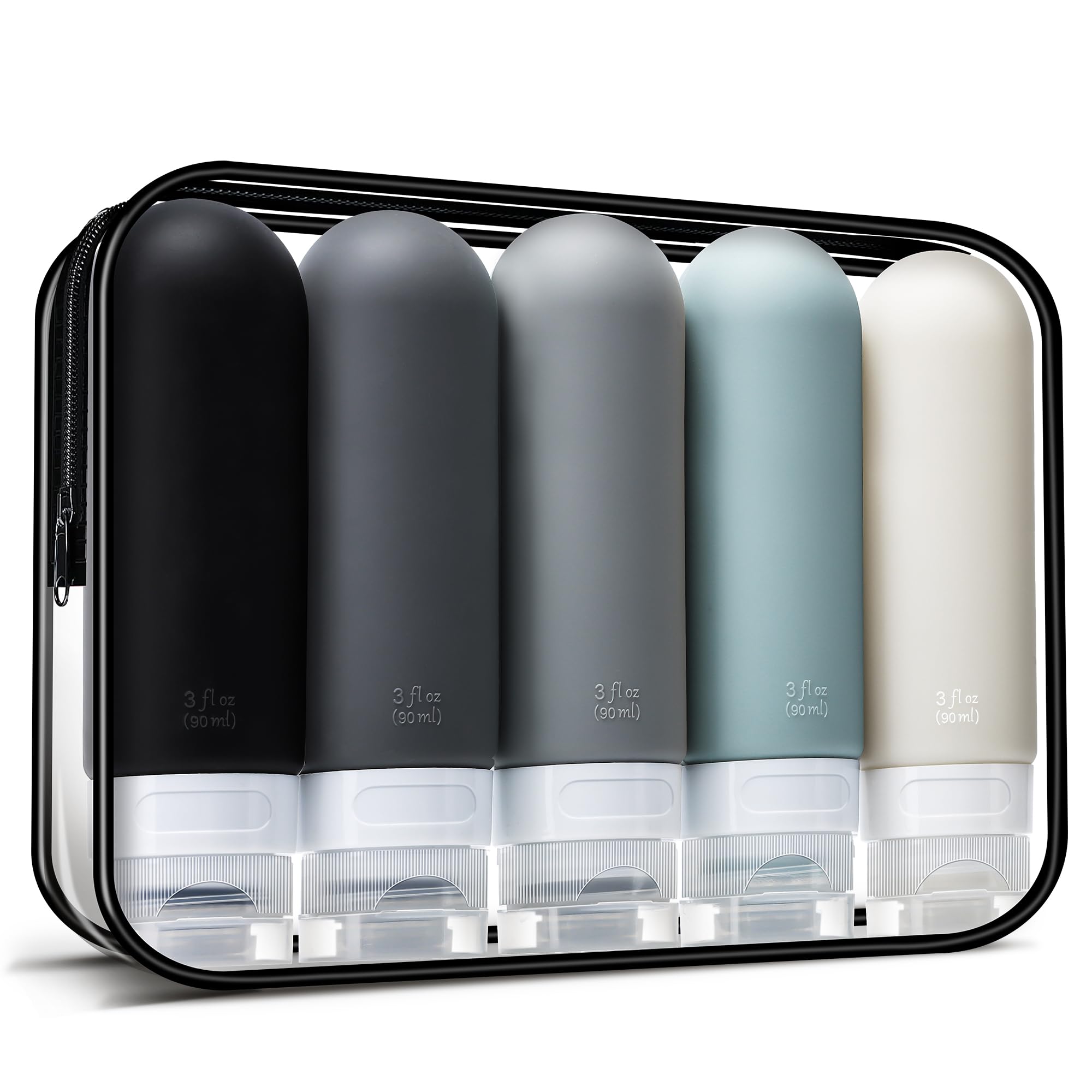 3oz Travel Bottles for Toiletries,5 Pack,Dark Pack