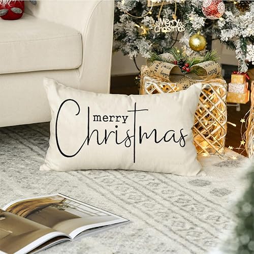Miniatura 2 de RABUSOFA Fundas de almohada blancas de 12 x 20 pulgadas, decoraciones navideñas de invierno, fundas de almohada decorativas de invierno, fundas de
