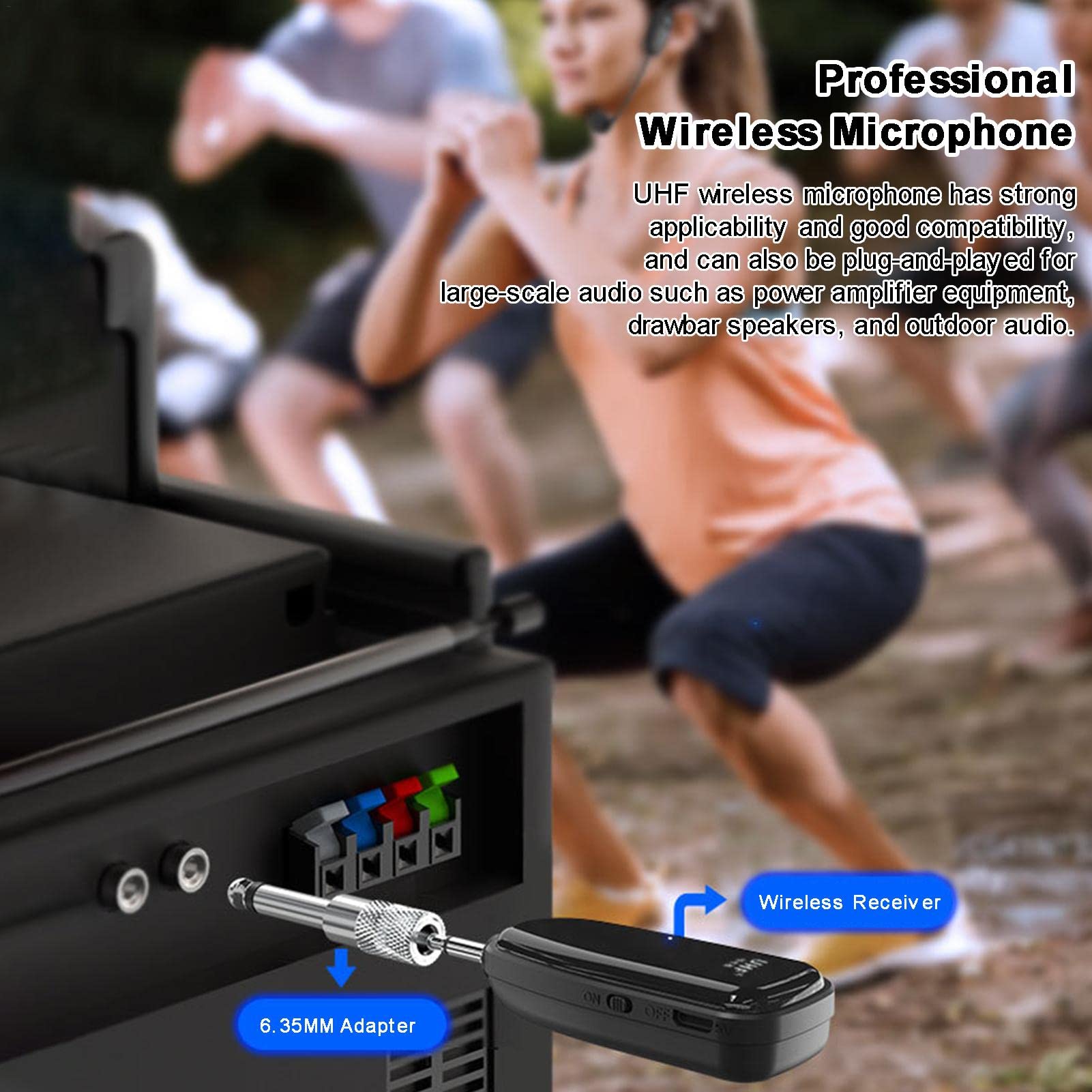 5 Wzmacniacz ?osu - Bezprzewodowy zestaw s?uchawkowy UHF ? ?niki mikrofonowe,Czas pracy 6H Microfono Inalambrico dla ? ?ników mikrofonowych Wzmacniacz System PA, zasi? 160ft Szeroki Zcsxk