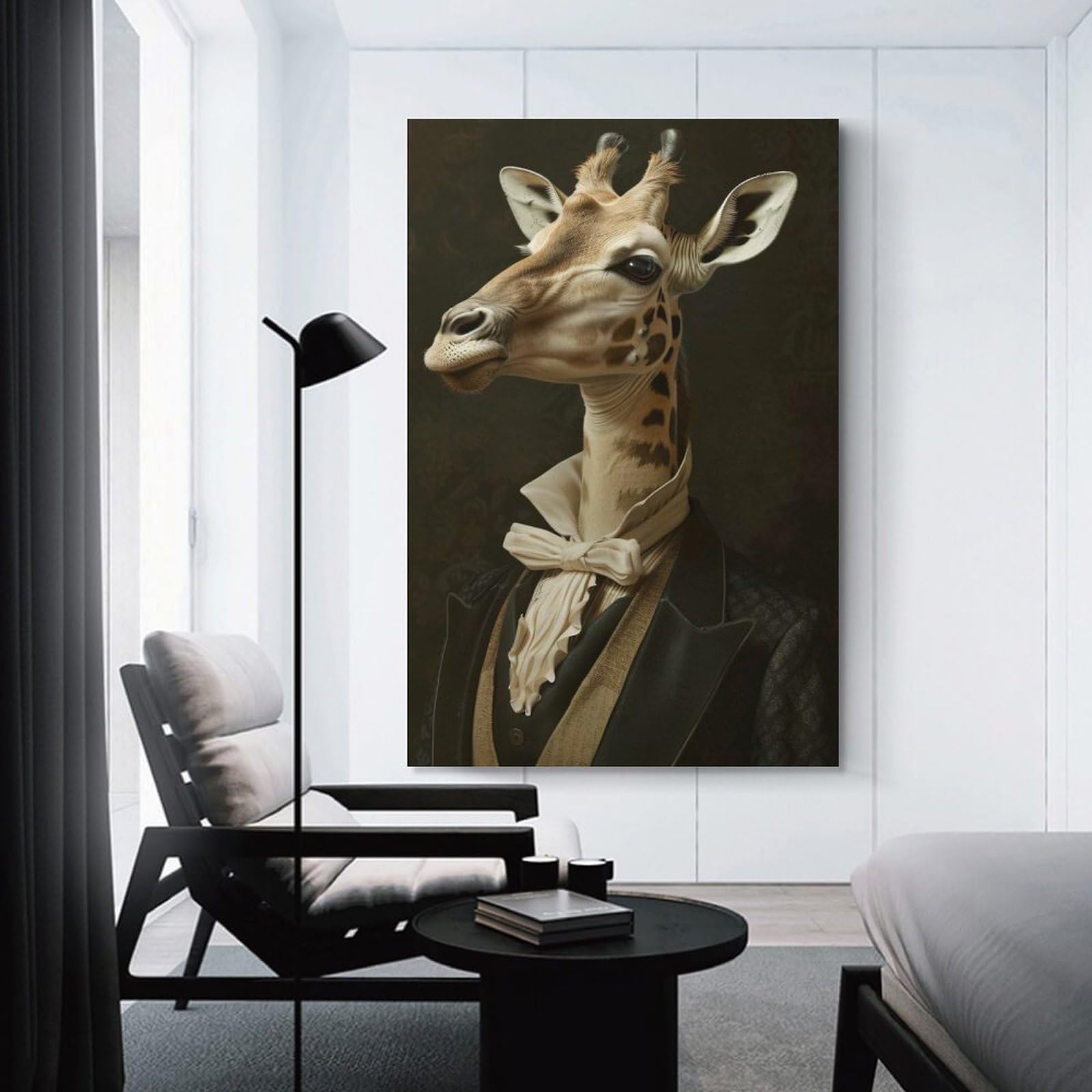 Junmoney Dapper Giraffe Portrait Canvas Art Print 20x30inch(50x75cm), for Entrance Spaces, Stair Walls Or Halls, Wall Decor to Refresh Empty Corners