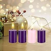 Vista 7 de Mega Candles Juego de 4 velas de Adviento de Navidad sin perfume, vertidas a mano, velas redondas de cera de alta calidad de 2 x 3 pulgadas