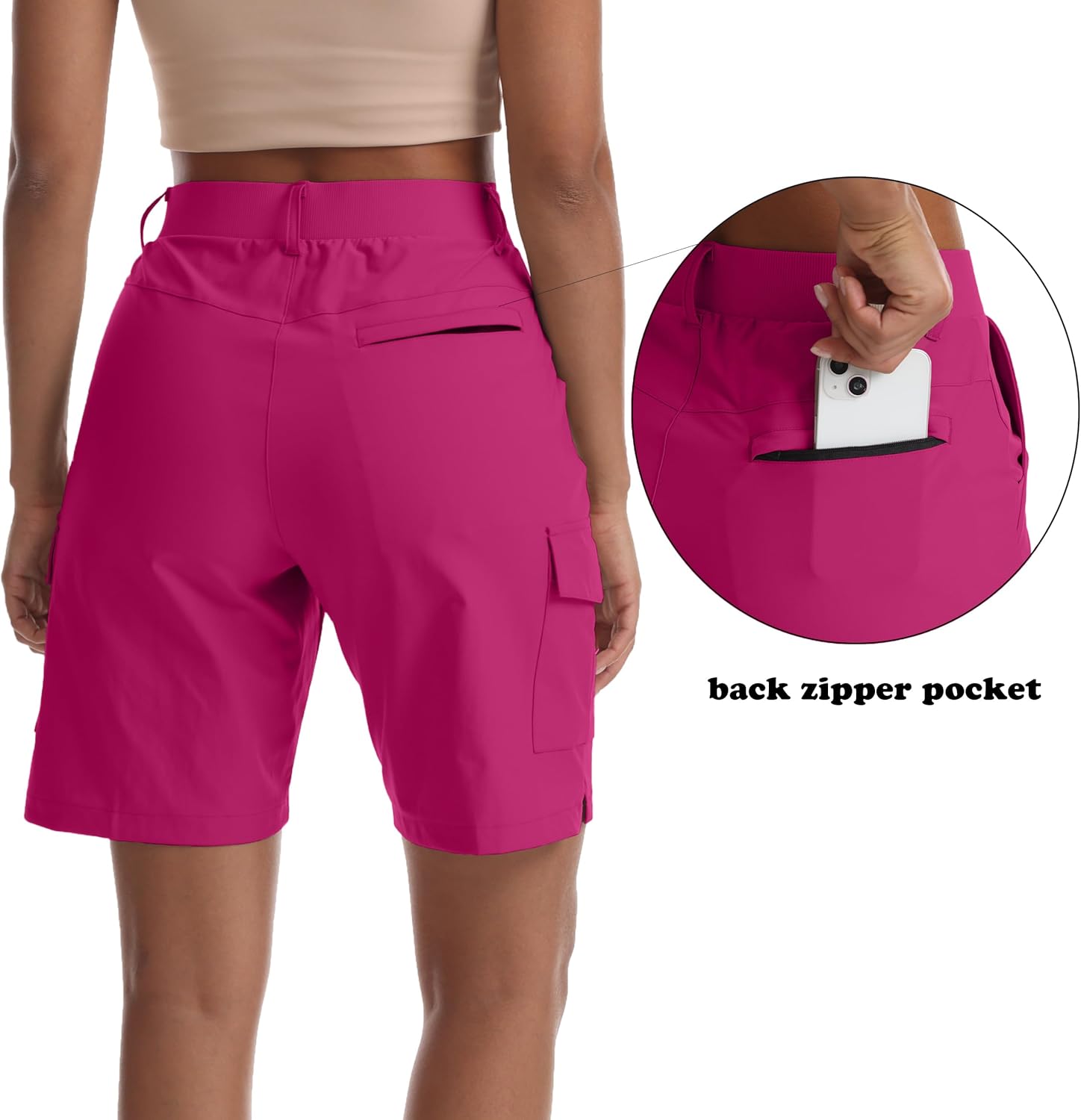 Women's Lightweight Hiking Cargo Shorts for Running Athletic Camping Travel Golf - Water Resistant with 5 Pockets - Image 4