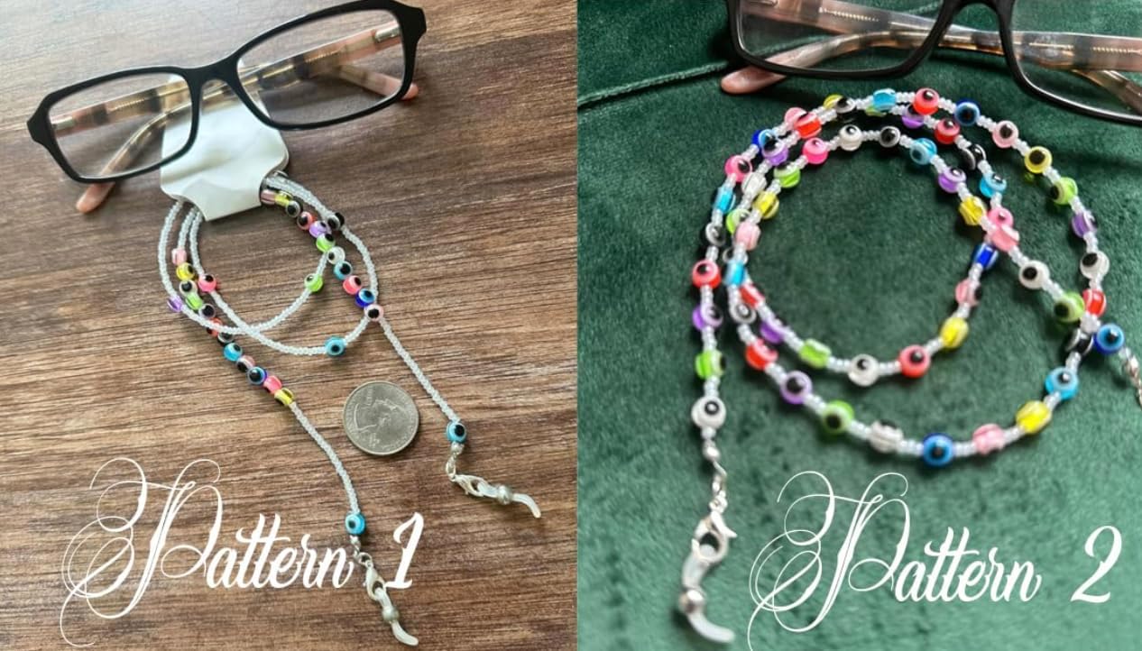 Erk Fashion Eyeglasses Chain Healing Crystal Beaded Sunglasses Chains with Pearl for Women, Evil Eye Beads, Colorful, Quality Handmade, Mother's Day Gift, Gift for mom, Best Unique gift