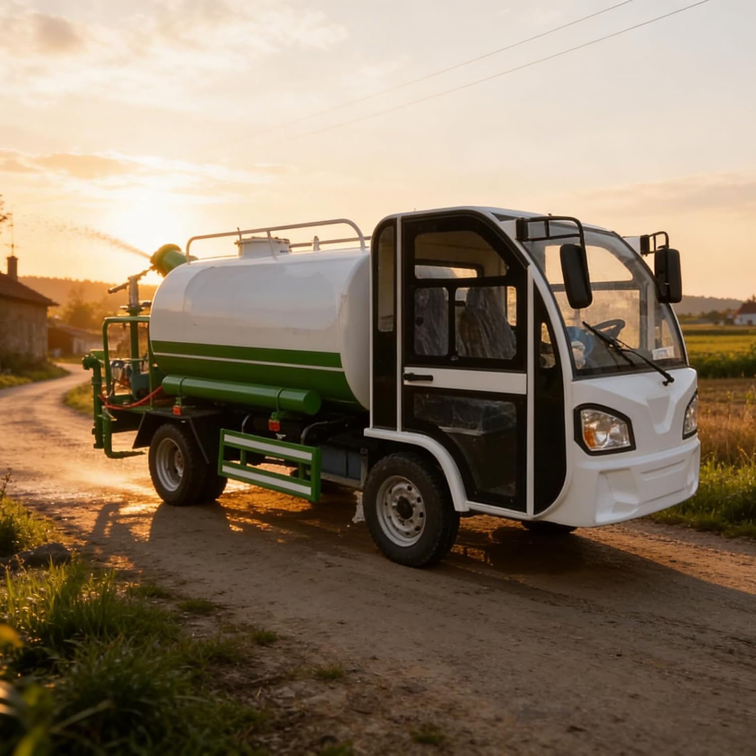 Electric Water Tank Sprayer Vehicle for Lawn Irrigation and Road Cleaning, Mobile Watering Truck for Agricultural and Landscaping