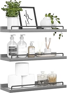 12 Grey and White Bathroom Ideas for Soft Clean Timeless Neutrals 109 Floating Shelves for Wall Decor, Grey Shelves for Bathroom, Living Room,...