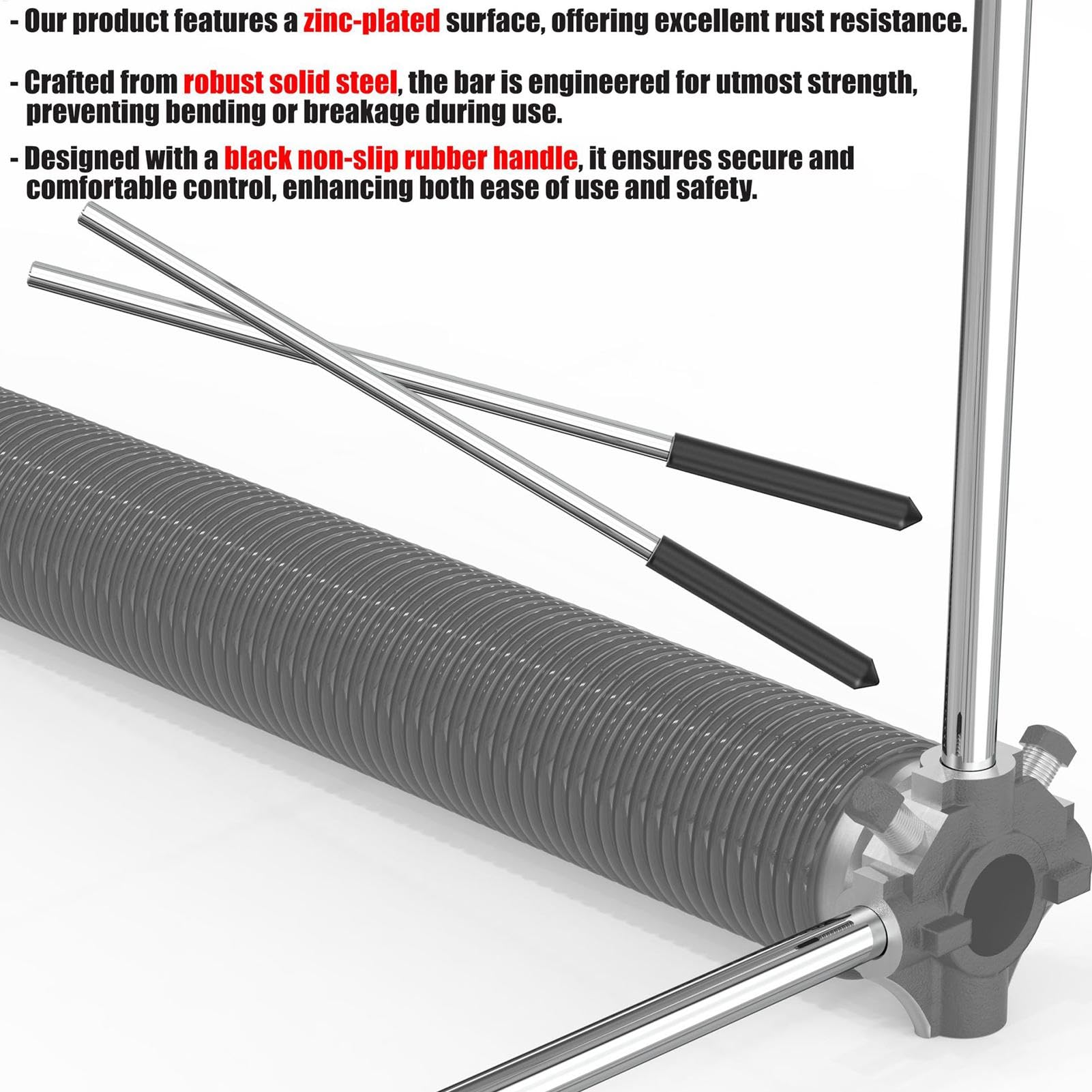 Garage Door Winding, Torsion Spring Rod, 17,2 in/43,56 cm 0,5 in/1,27 cm Compact Hardware Tool, Home Repair Accessory, Garage Maintenance Kit, Gift for Father Boyfriend 45# Steel