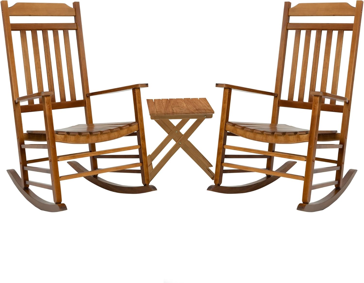 Kozyard High Back Slat Rocking Chair, Solid Wood Outdoor Rocking Chair for Front Porch Furniture, Porch Chairs for Indoor or Outdoor Use (Natural)