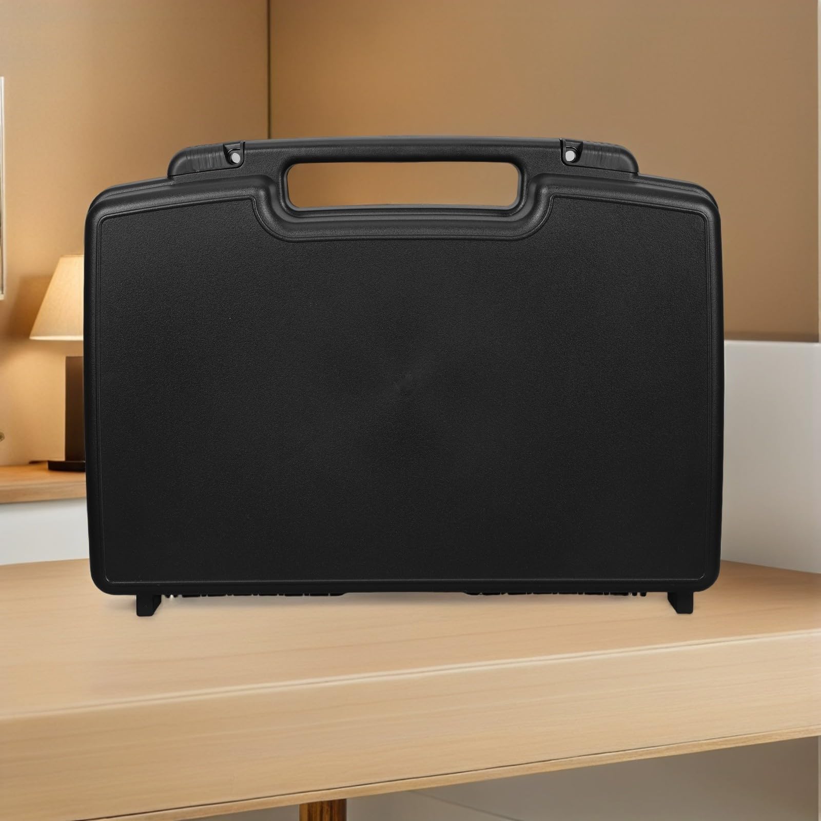 Estuche de Plástico para Guardar Herramientas Caja Pequeña de Herramientas de Plástico Duro Negro Portátil con Amplios Compartimentos y Eléctricas Uso Doméstico y Profesional