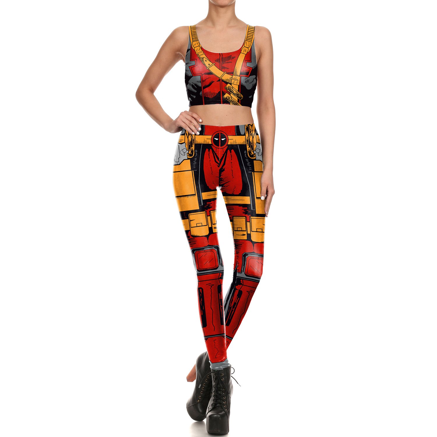 3D Printed Women leggings METAL Armour legging and Tank Crop Top Sets