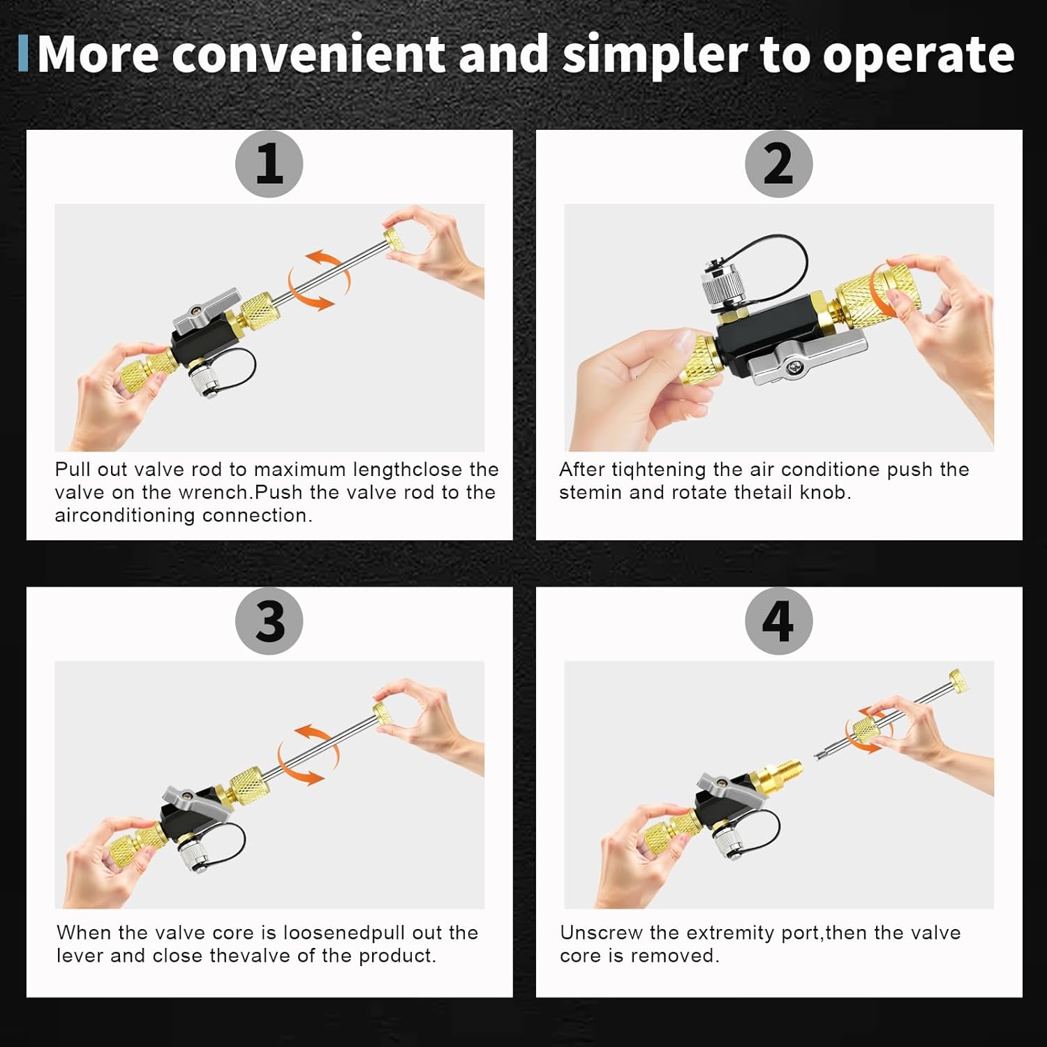 HVAC Valve Core Removal Tool, Mega Flow Vacuum-Rated Valve Core Removal Tool,1/4"& 5/16" Dual Valve,20 Micron Vacuum, Compatible with R22 R410A R32 R134a, Valve Core Remover Installer Tool