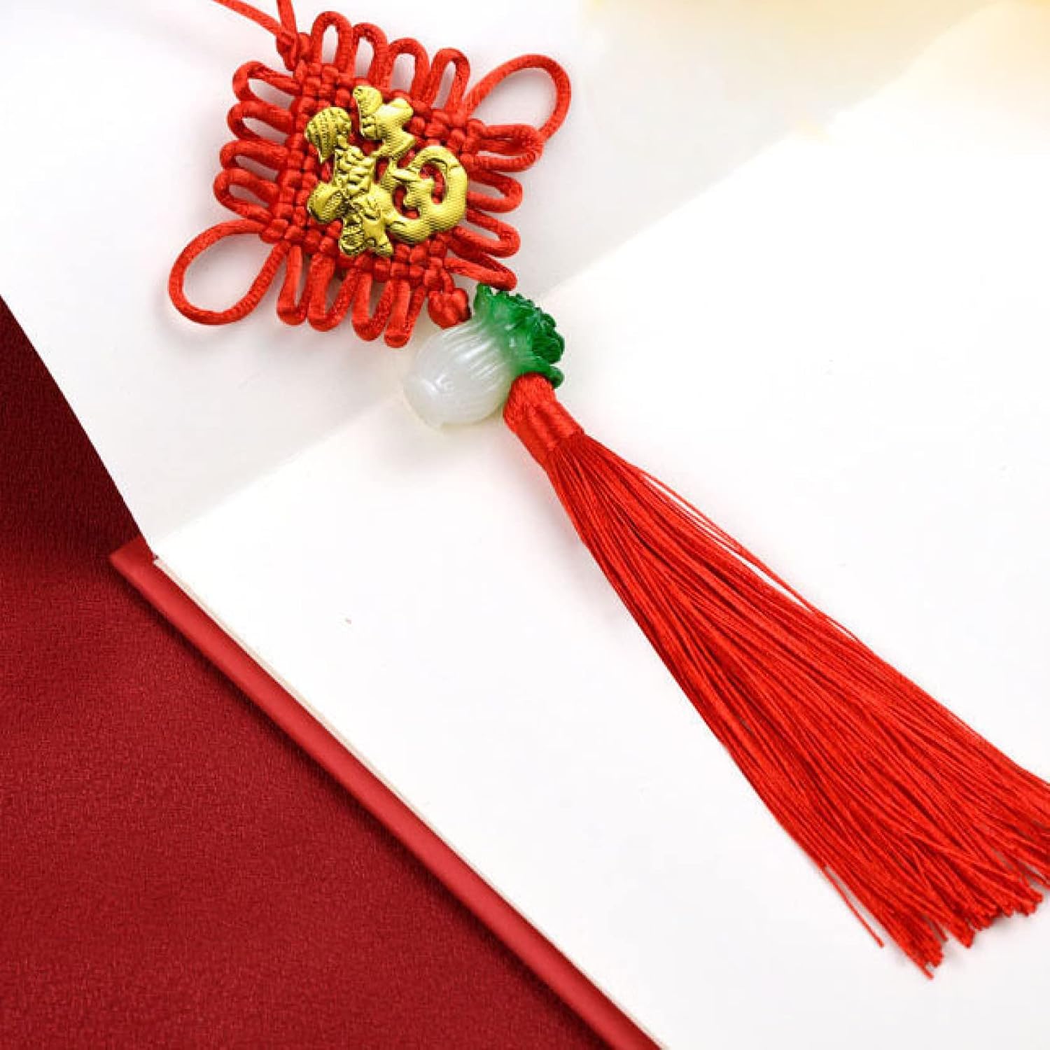 Chinese Knot,2Pcs Tassels Ornaments Red Chinese Style All-Match Knot Design Spring Festival Retro Decor Home Traditional Artistic(Fred)