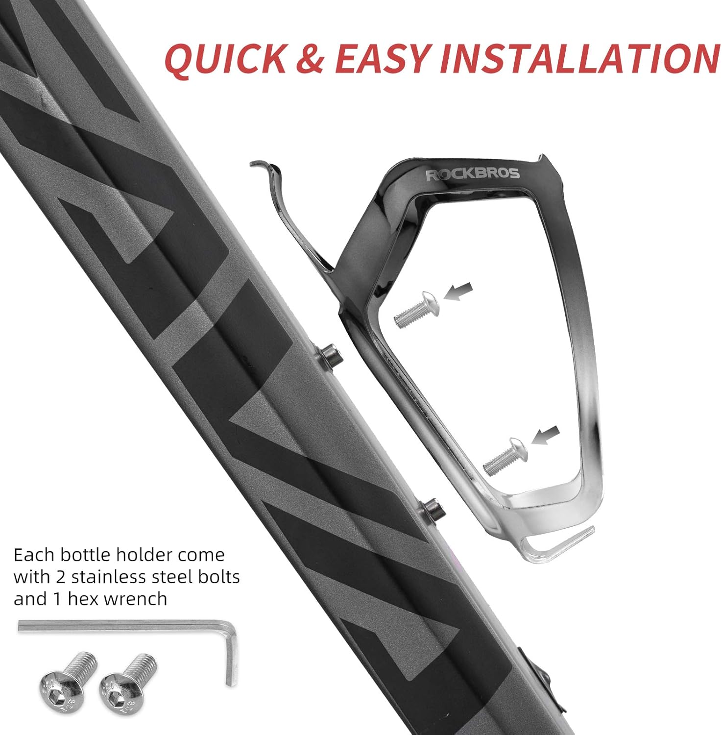 ROCKBROS Bike Water Bottle Holder - Lightweight Aluminum Bike Water Bottle Cage Brackets Adjustable Bicycle Cup Holder for MTB Road Bike : Sports & Outdoors