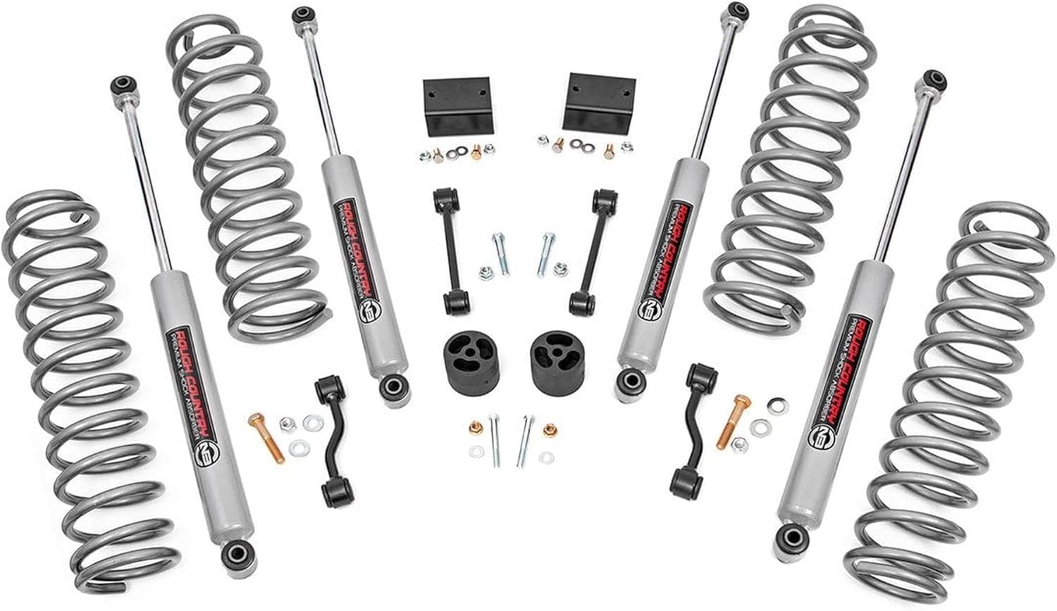 Rough Country 2.5" Lift Kit w/ N3 Shocks for Jeep Wrangler Unlimited 4-Door (2024-2025) - Balanced Suspension System for Road Comfort & Trail Readiness