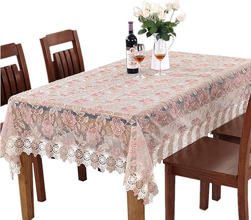 Miniatura 10 de Mantel cuadrado de encaje de poliéster para decoración del hogar, 36 x 36 pulgadas, color beige