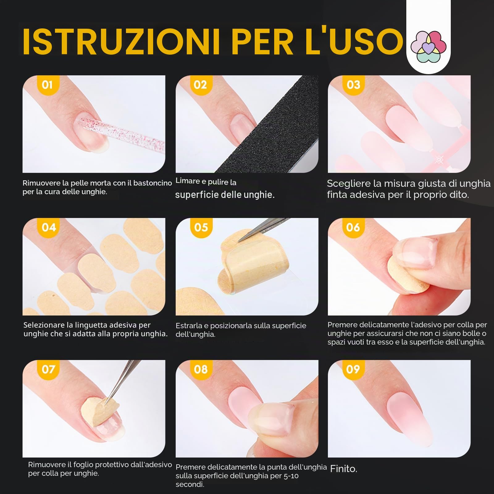 SAVILAND 600 Pezzi Adesivo per Colla per Unghie a Doppio Lato, Biadesivo per Unghie, Colla Adesiva per Unghie Trasparente 30 Giorni 15 misure, 0,3 mm, Sottili, Impermeabili, Resistenti per Nail Art