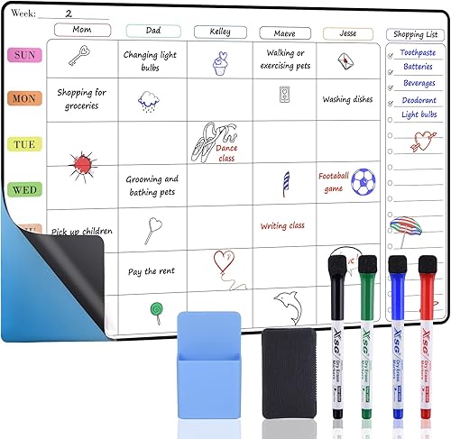 POPRUN Calendario no magnético de borrado en seco para pared, vidrio, madera (cualquier superficie lisa), tablero de planificación autoadhesivo