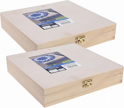 Plaid 40645e Natural Wood Cigar Box, Beige, 1.7" H X 8.3" L X 8.1" W Pack of 2