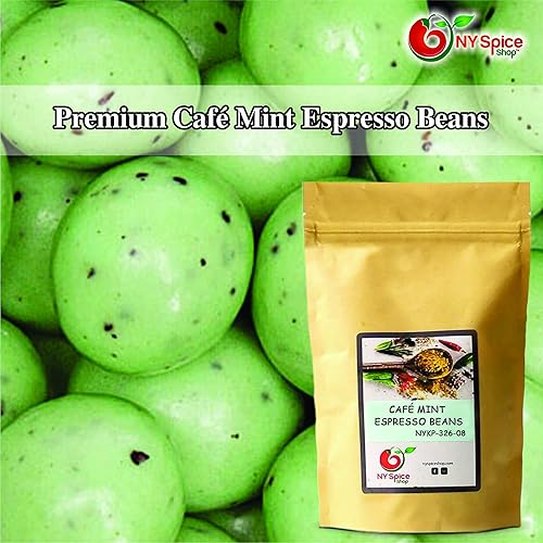 Miniatura 3 de NY SPICE SHOP Granos de café expreso cubiertos de chocolate  Café Mint Roasted Bean  Bolas de caramelo de café gourmet (8 onzas)