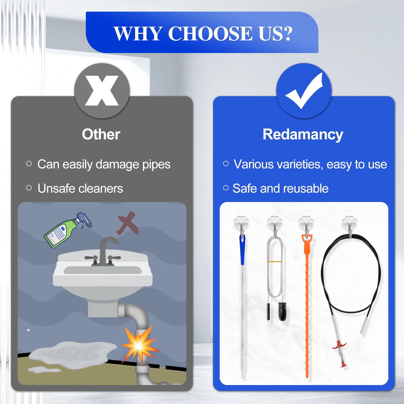 Redamancy 4 Stück Abflussreiniger Spirale, Drain Cleaner, Abflussreiniger Sticks, Abflussbürste, Flexible Reinigungsbürste, Verstopfungsentferner für Kanalisation, Küche, Bad, Dusche, Toilette