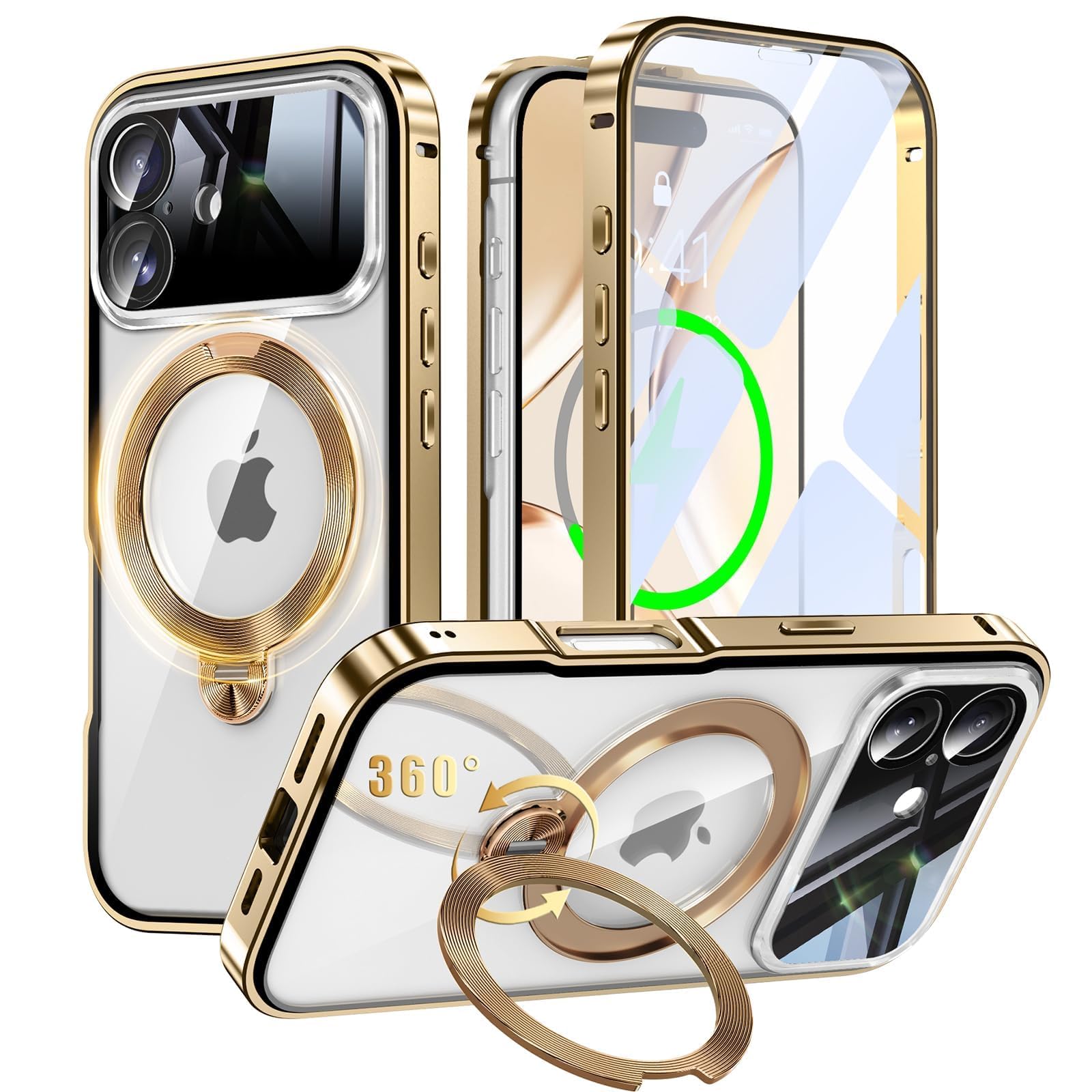 Amazon.co.jp: iPhone 17 用 両面 MagSafe対応 ケース 360°回転