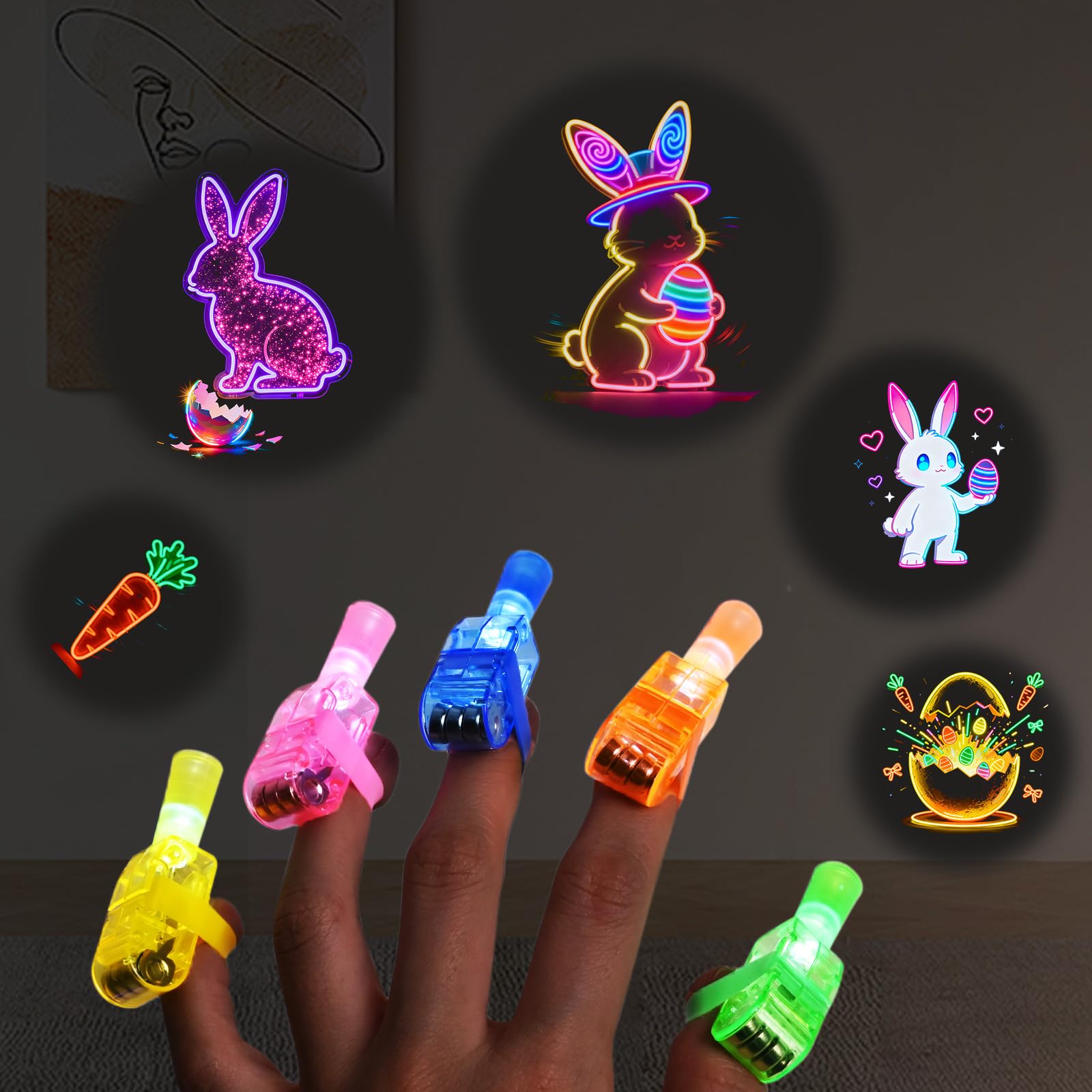 Œufs de Pâques lumineux pour enfants - Lot de 6 avec lumière doigt, décoration Pâques plastique