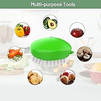 Vista 8 de Paquete de 2 cepillos verdes seguros para verduras, cepillo para frutas y verduras, cepillo de limpieza de verduras para cocina, sin BPA