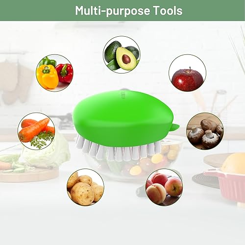Miniatura 8 de Cepillo para verduras  Cepillo para verduras de doble cerdas y agarre antideslizante para papas para verduras de raíz, frutas y verduras, esencial