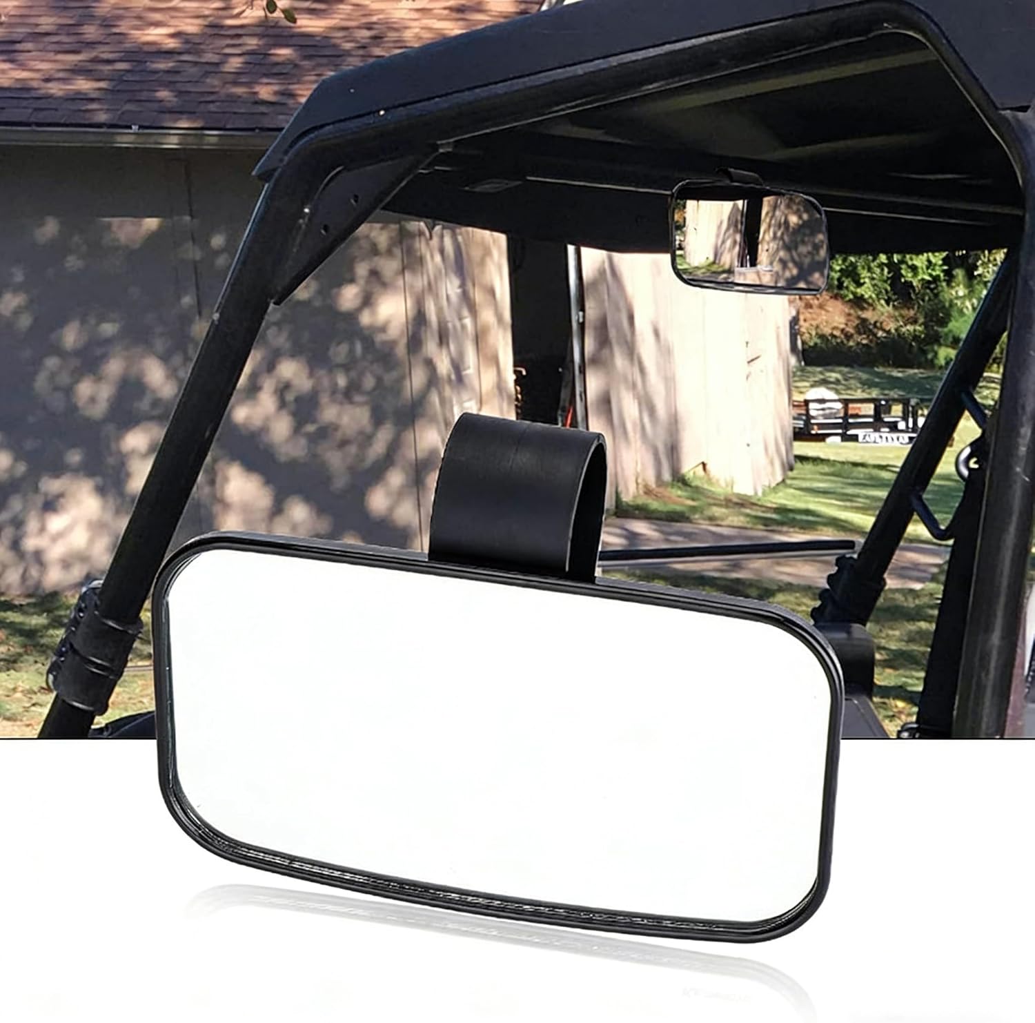 UTV Rear View Mirror, Wide View Off-Road Mirror, Adjustable Roll Cage Mirror, Stable Rear Visibility, Outdoor Driving Accessory