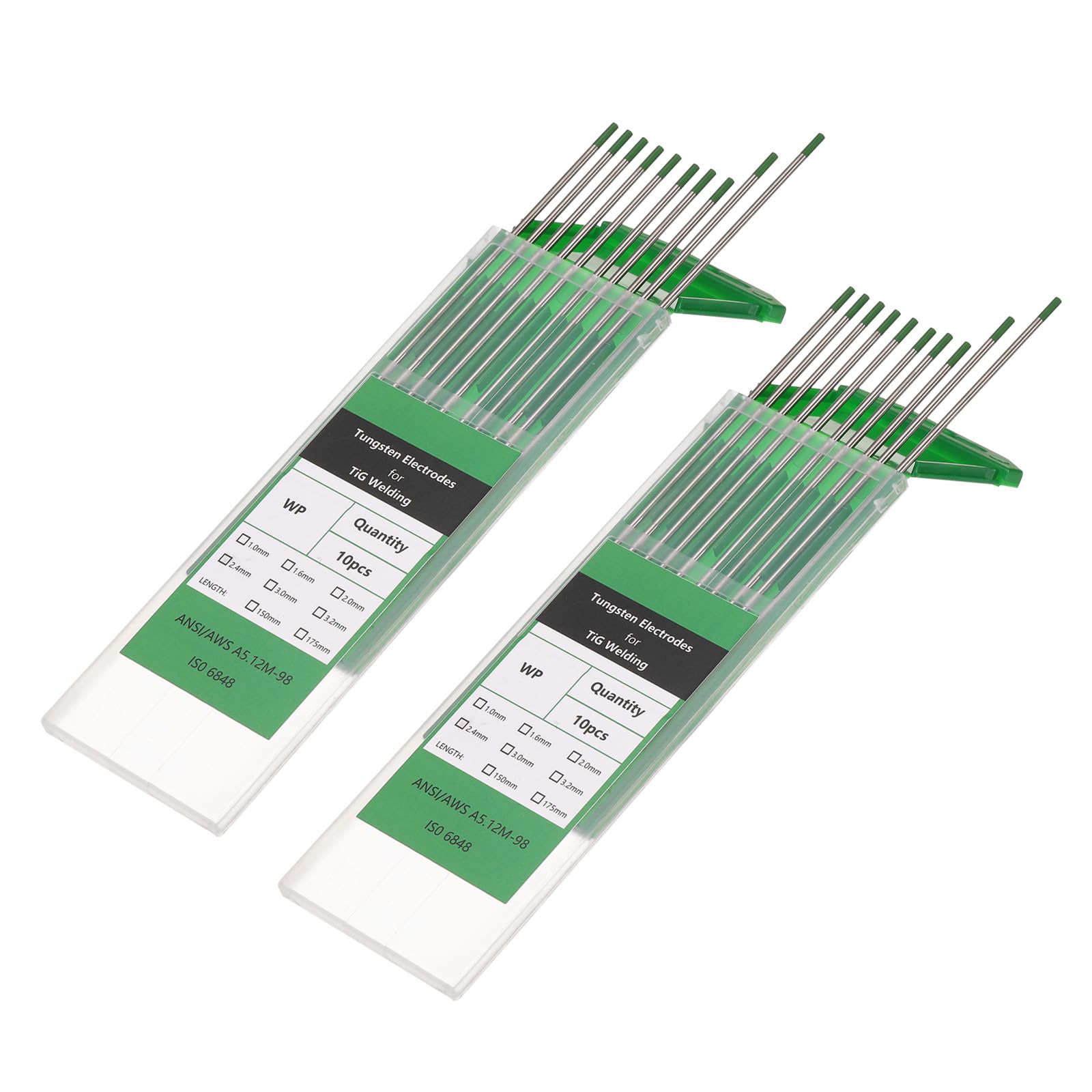 QUARKZMAN 20 Pcs De Electrodos De Tungsteno Para Soldadura TIG 3/32" X 7" Para Soldadura De Acero Inoxidable, Soldadura De Aleaciones De Aluminio Y Magnesio, Industria Manufacturera, Verde