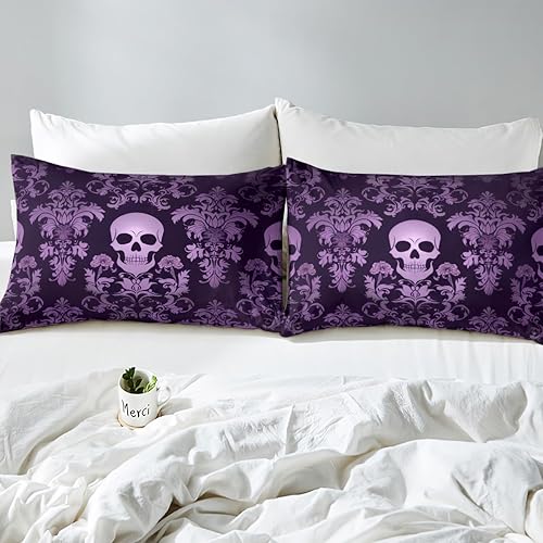 Miniatura 5 de Juego de ropa de cama de damasco violeta salmón para adultos, funda de edredón barroca victoriana antigua, tamaño Queen, funda de edredón floral
