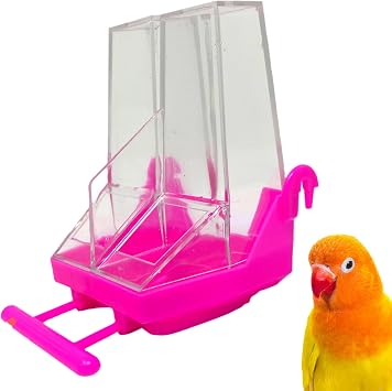 Bonka Bird Toys 6019 Twin Feeder Durable Plastic 4 5/8" H x 3 1/2" W x 4" D for Parakeets Cockatiels Lovebirds and Small Bird Seed Feeding Pink