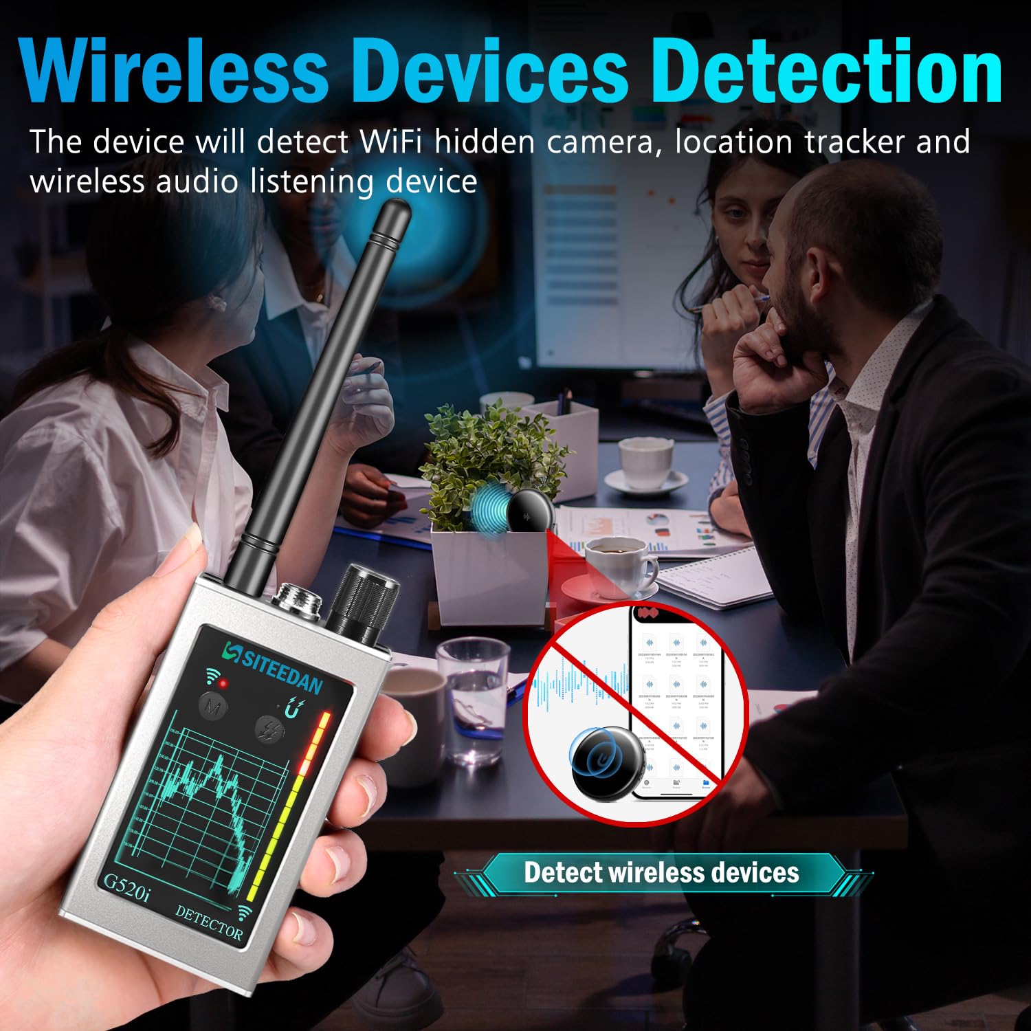 Detector de dispositivos ocultos, detector de cámara oculta para protección de privacidad