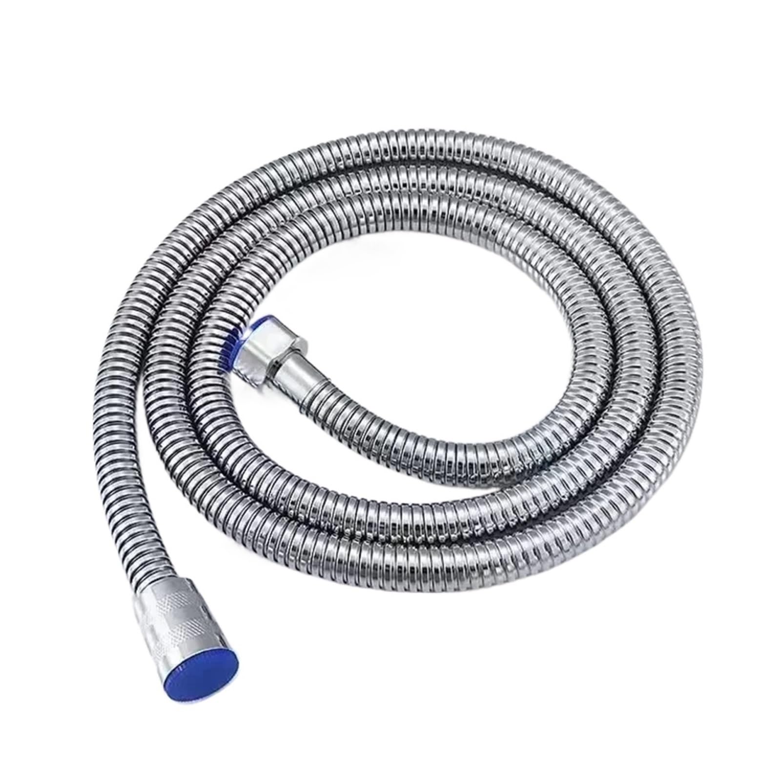 Fbanulpex Silver Universal Chrome Shower Pipe, Shower Hose 1.5M/2M Flexible Stainless Steel Extension(2M)