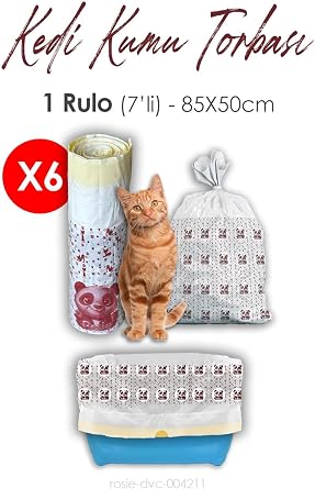 Rosie 6 Rulo Kedi Kumu Torbas , 85x50cm Boyutunda, 7 li 6 Rulo