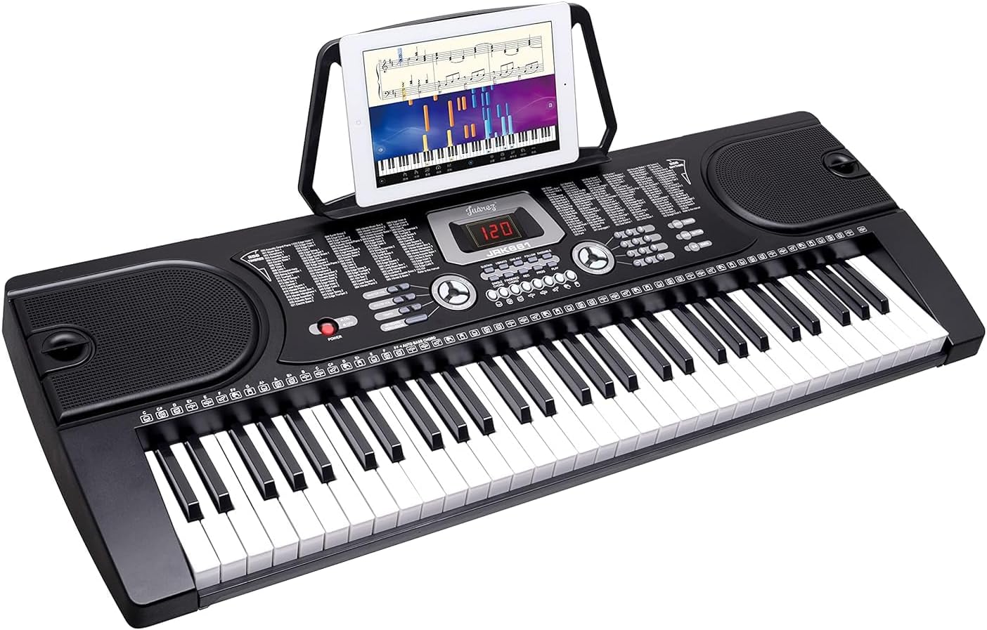 JUAREZ Octavé JRK661 61-Key Electronic Keyboard Piano with LED Display | Adapter | Key Note Stickers | Mic |Music Sheet Stand | 255 Rhythms | 255 Timbres | 24 Demos | 8 Percussions