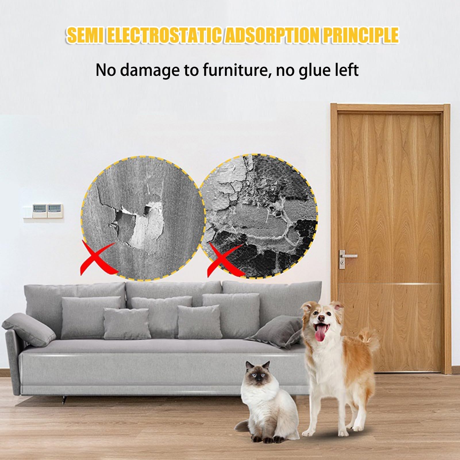 Tappetino Tiragraffi per Gatti Protezione per mobili AntiGraffio per Gatti, Tappetino AntiGraffio per Gatti Trasparente Autoadesivo ritagliabile Fai da Te, tiragraffi(30x300cm/11.8x118)