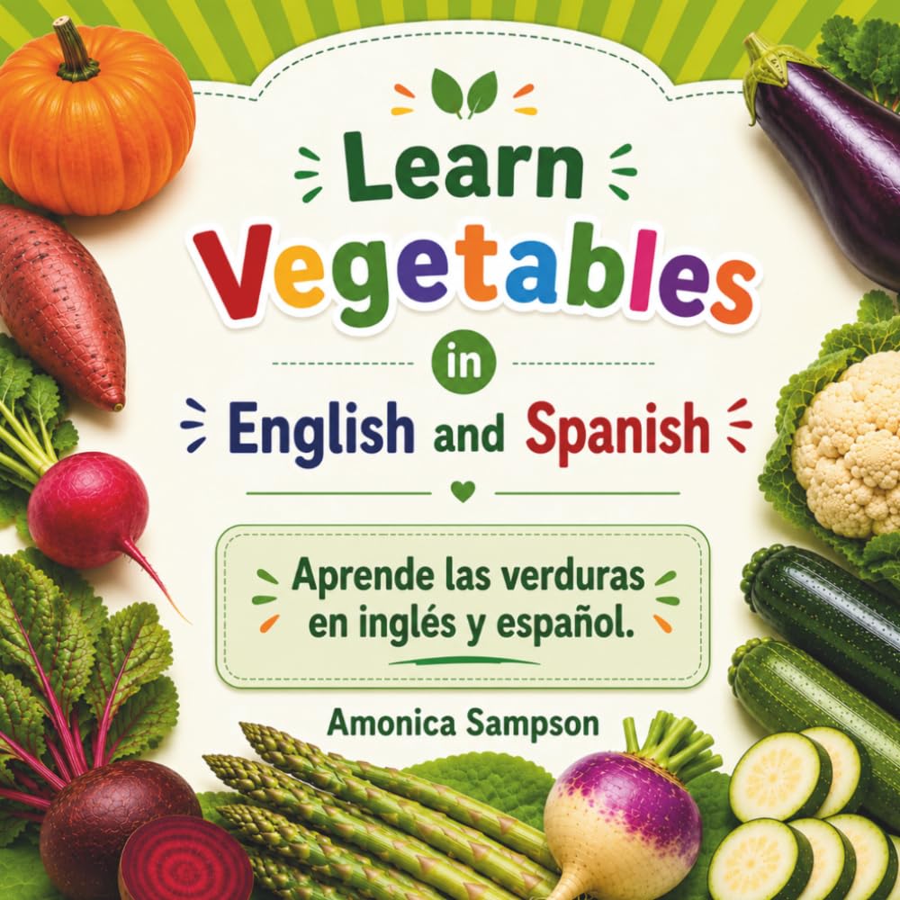 Learn Vegetables in English and Spanish: Bilingual Vegetable Book for Kids & Beginner Learners