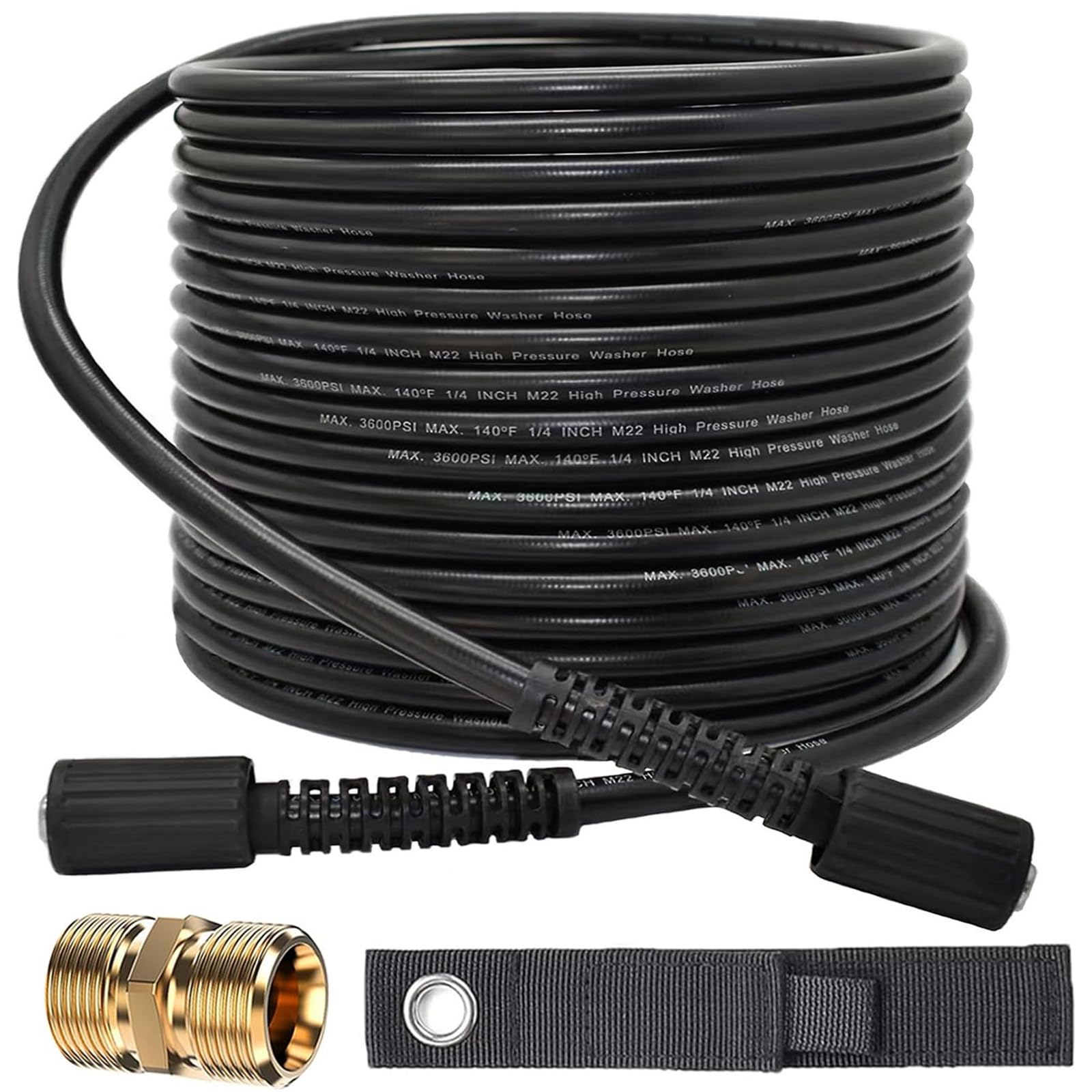 DANCINGBOAR 15m High Pressure Washer Hose M22 14mm Male Thread Connector 3600PSI Jet Wash Extension Replacement Hose with M22-14mm Female Adapter for Standard HD M22-14