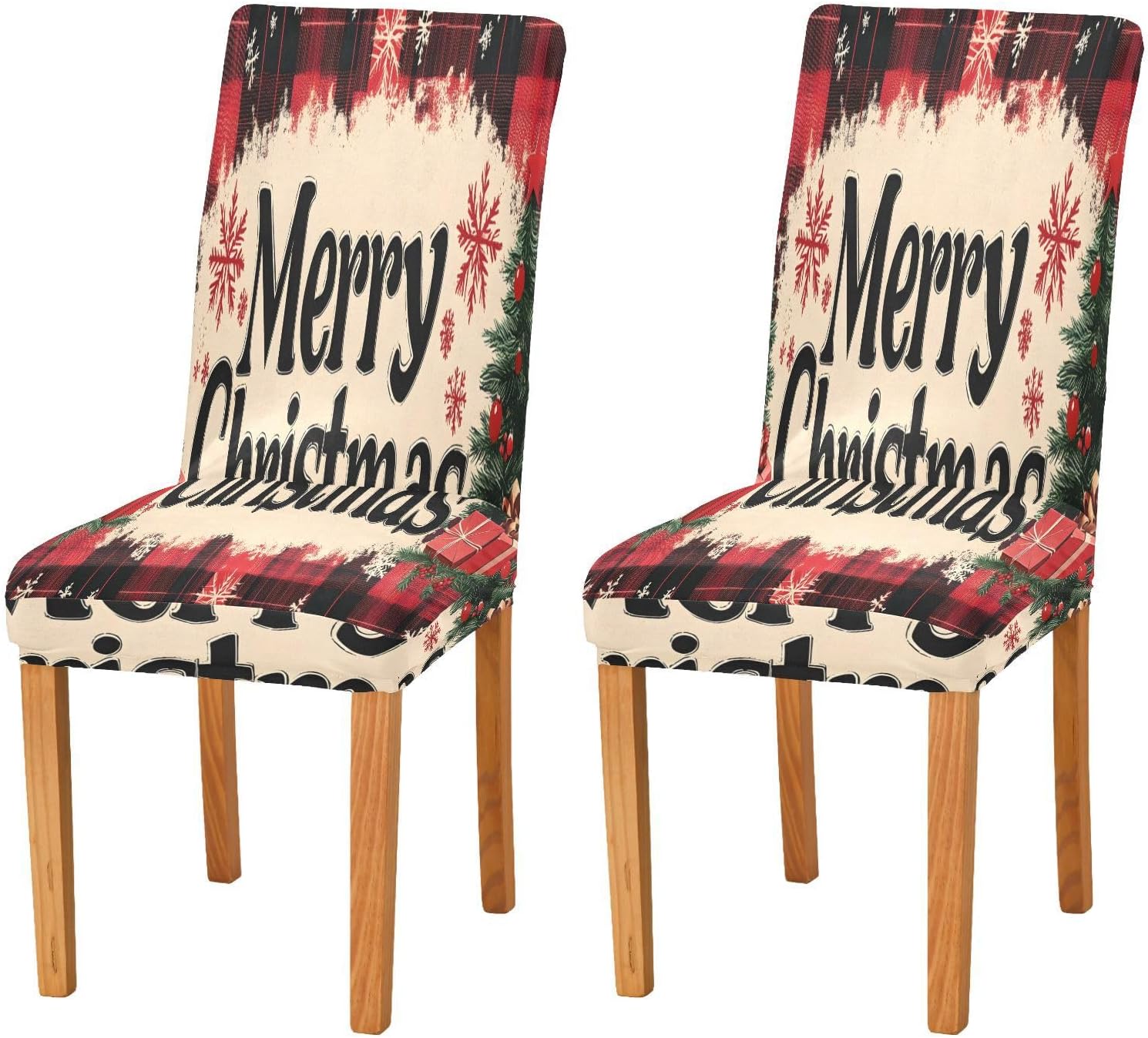 ALAZA Chair Covers for Dining Room, Vintage Red Plaid Stretch Chair Cover Sets Chair Protector Removable Washable for Ktichen Restaurant Hotel