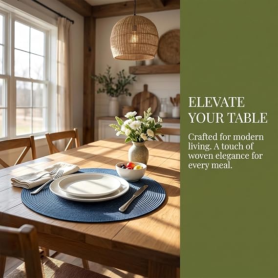 Round Woven Placemats Set of 4, 11.8 Inch Natural Water Hyacinth Braided Mats, Heat Resistant Non-Slip Wicker Place Mats, Rustic Boho Decor for Home, Dining, Wedding, Party, Mix Color